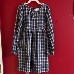 Old Navy Navy and White Plaid Long-Sleeve Casual Dress size 10/12